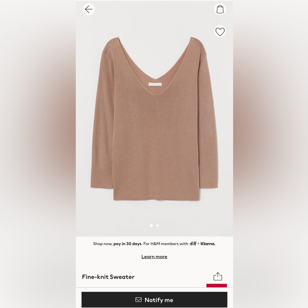 H&M Taupe/Beige Fine-Knit Sweater